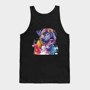 Bulldog Dog Water Color Pop Art Design for Dog Lover Tank Top